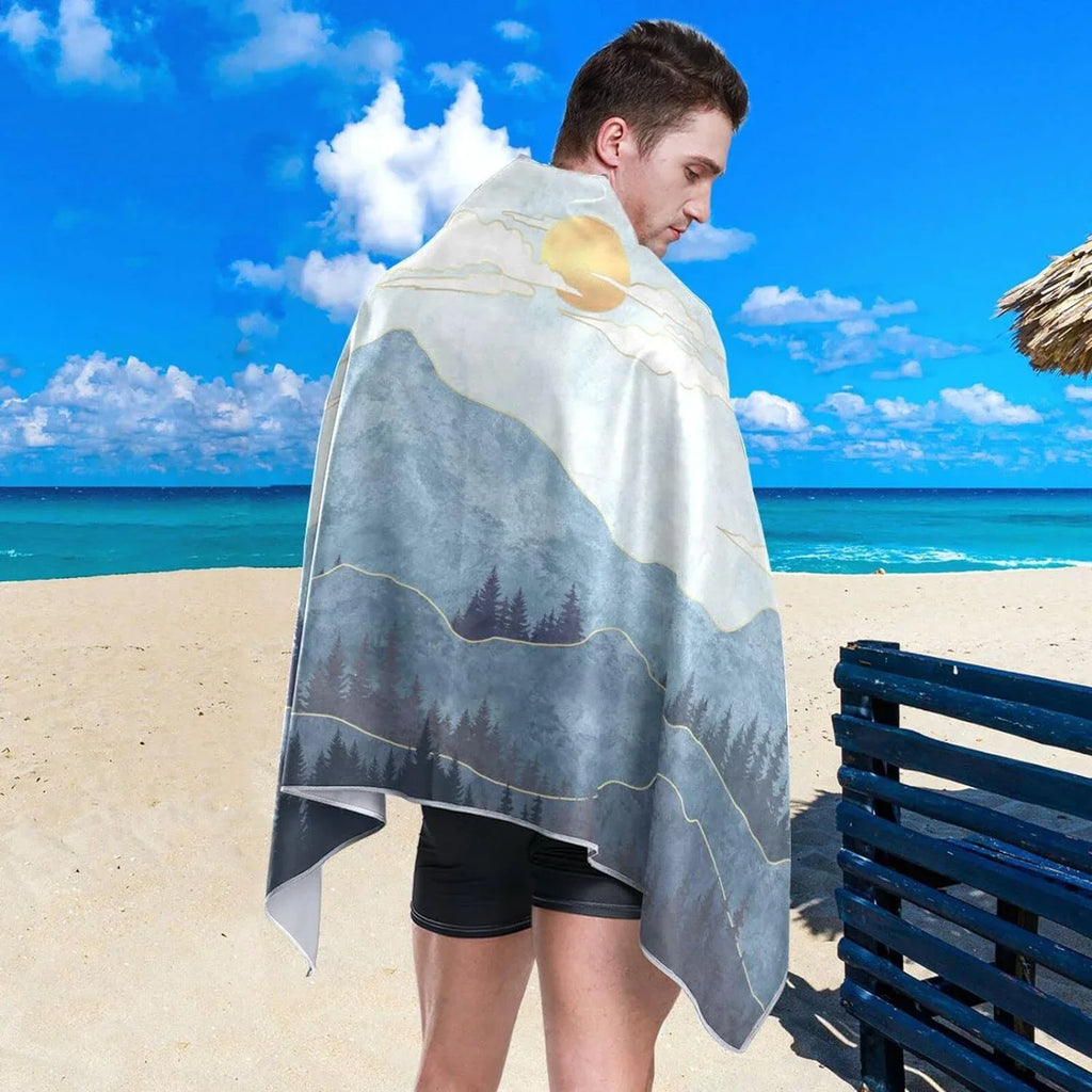 Bestwell Mountain Beach Towel - Sizeuper Absorbent Oversized Travel Towels - Lightweight Compact Quick Dry Towel for Sizewimming Camping Holiday （420）