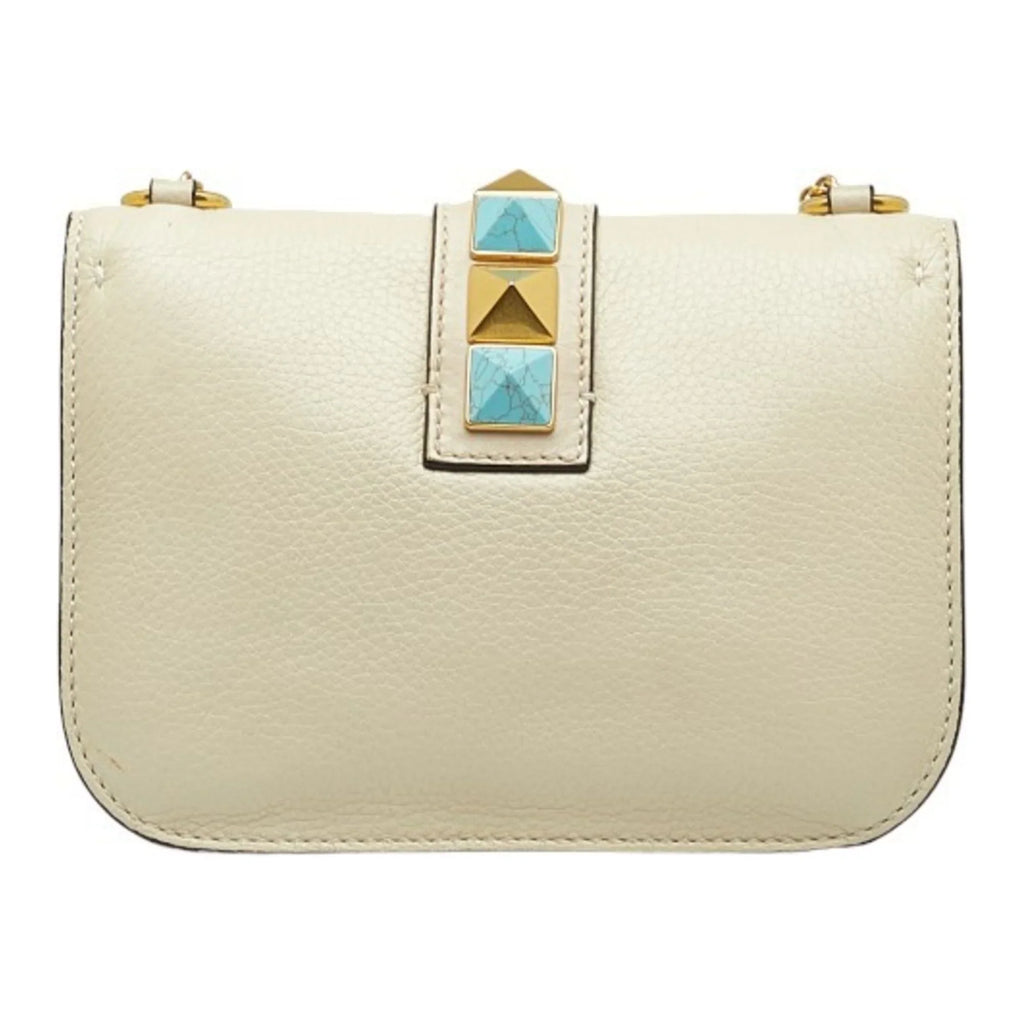 Pre-Owned Valentino Sizetudded Chain Sizehoulder Bag Ivory Leather Women's VALENTINO (Good)