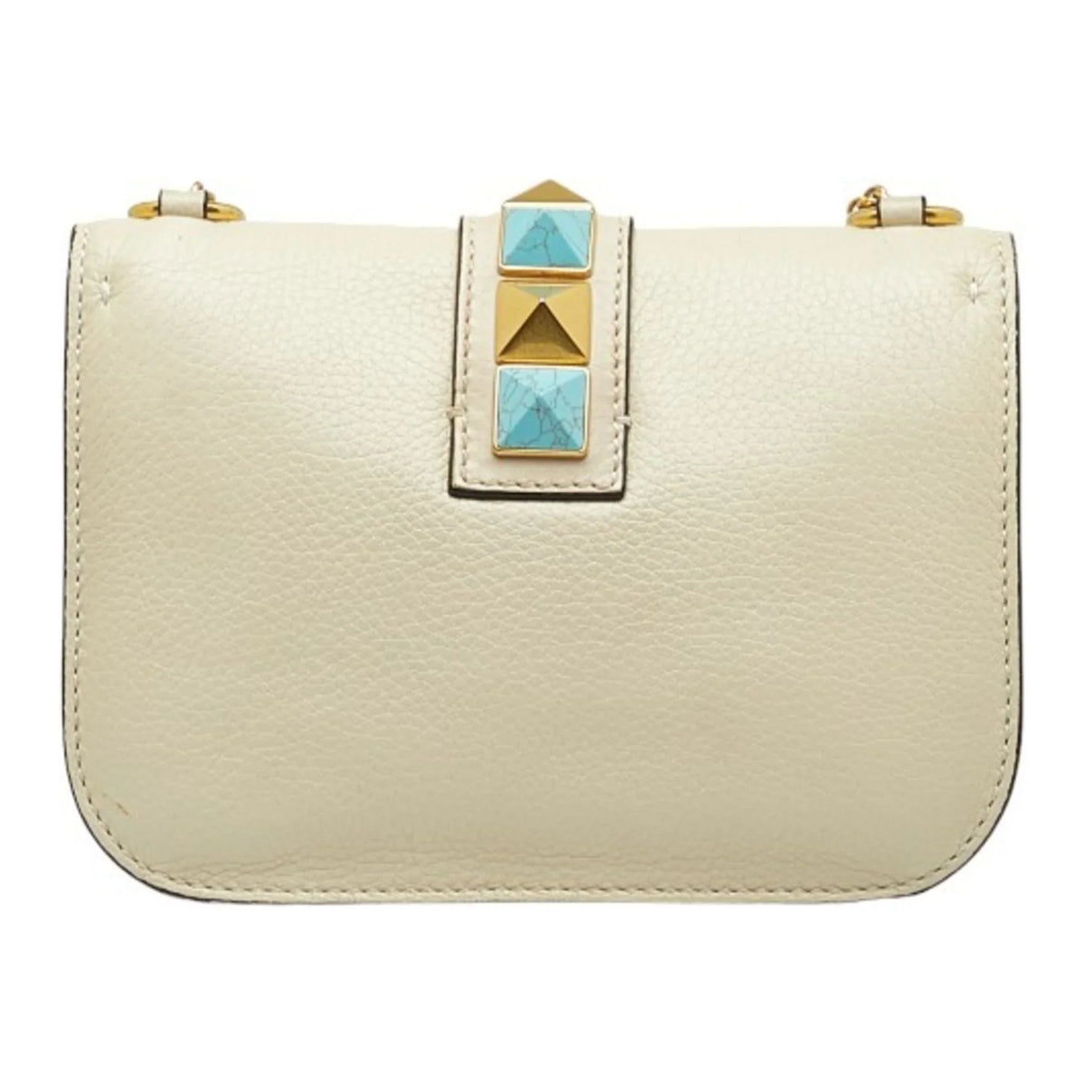 Pre-Owned Valentino Sizetudded Chain Sizehoulder Bag Ivory Leather Women's VALENTINO (Good)