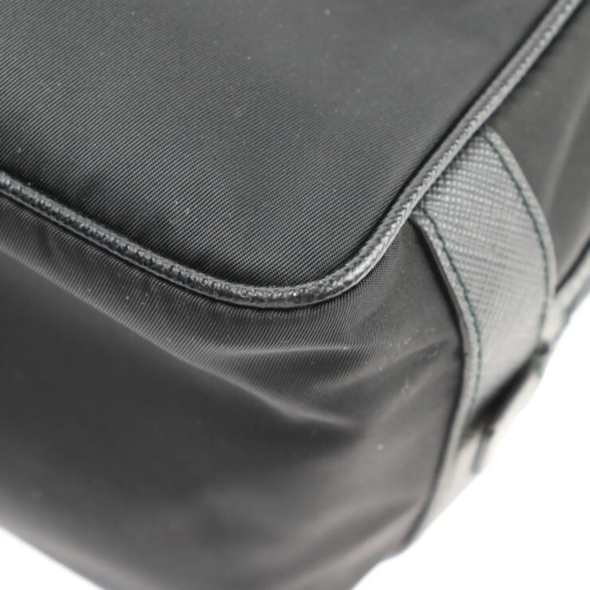 Pre-Owned PRADA Prada second bag 2NA819 nylon leather black silver hardware clutch handbag triangle logo (Good)