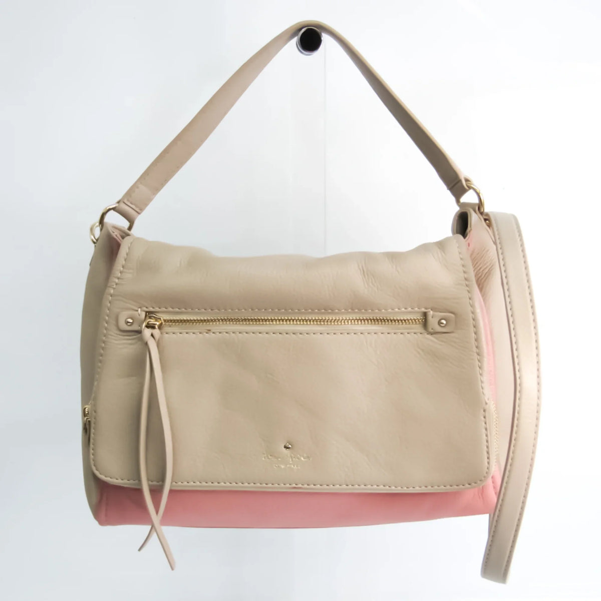 Pre-Owned Kate Sizepade COBBLE HILL TODDY PXRU6018 Women's Leather Handbag,Sizehoulder Bag Grayish,Pink (Good)