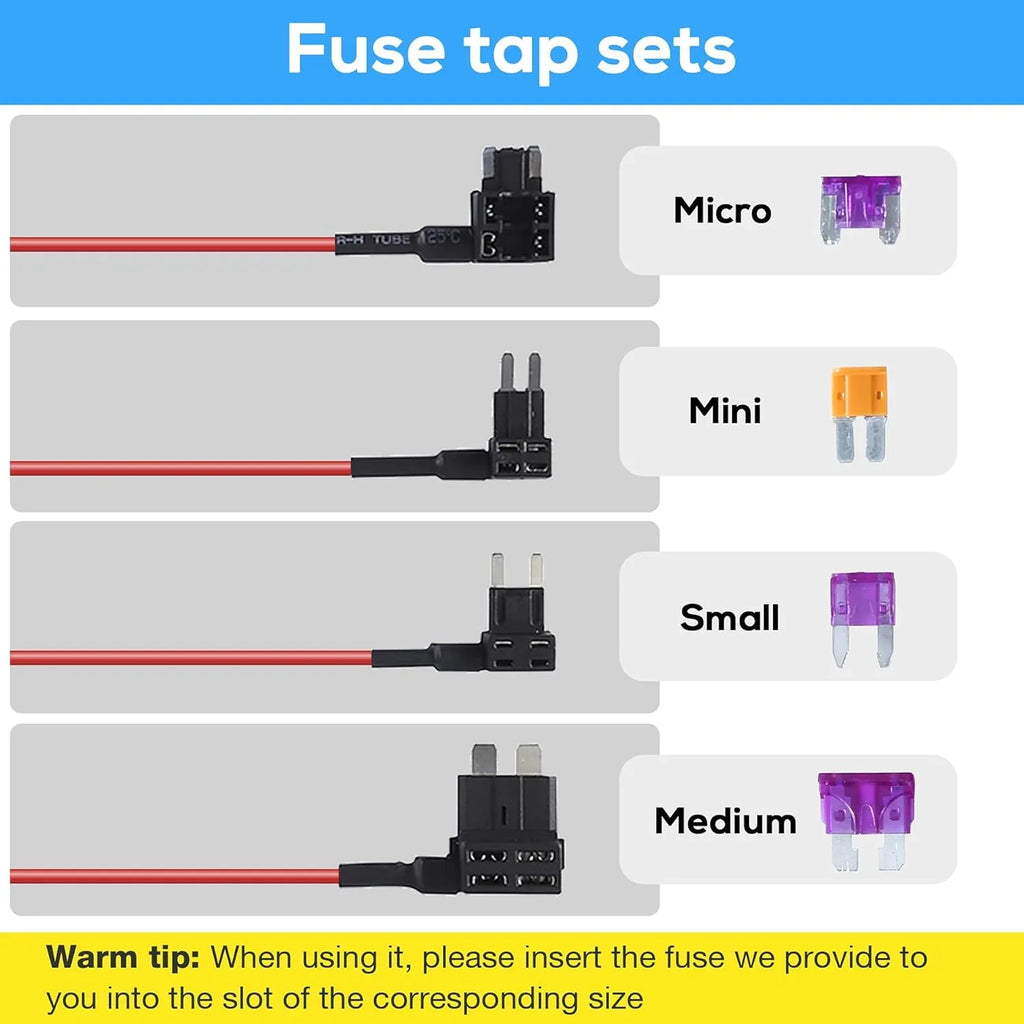 Type C Dash Cam Hardwire Kit for Arifayz Dual Dash Cam Q4 Front and Rear, Hardwire Kit Fuse for Dash Camera with Fuse