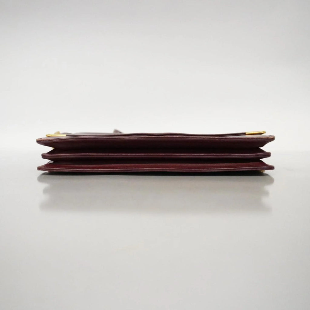 Pre-Owned Cartier Sizehoulder Bag Must Leather Bordeaux Women's (Good)