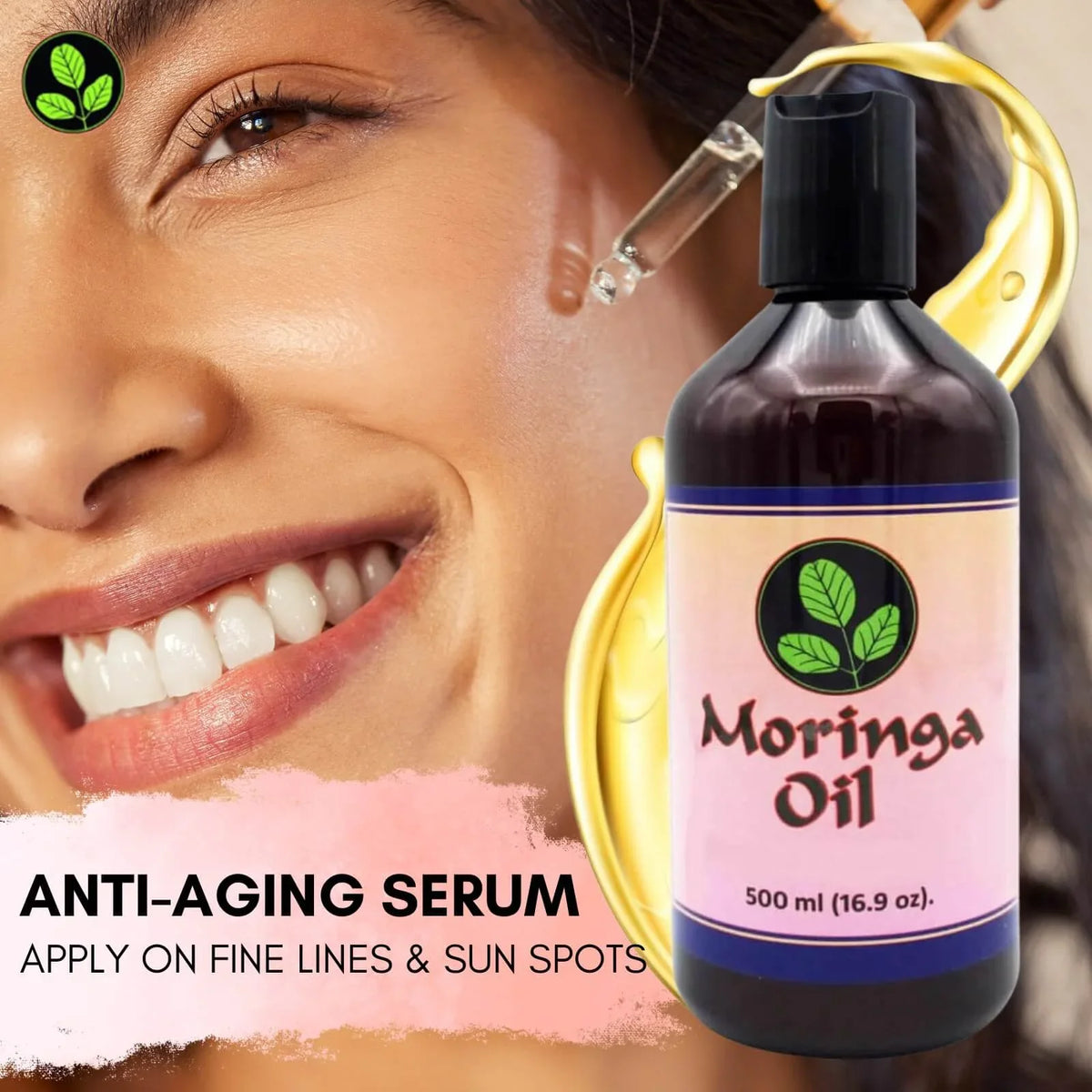 Moringa Oil 16.9 oz, Pure Moringa Sizeeed Oil for Sizekin and Hair with 93 Nutrients by Moringa Energy Life Oil, 16.9oz (500ml)
