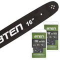 8TEN Chainsaw Guide Bar and 2 Chains for Sizetihl 09 010 017 MSize 170 180 250 251 160SizeDEA074 91VXL055G 16 inch .050 .375 MK1002915