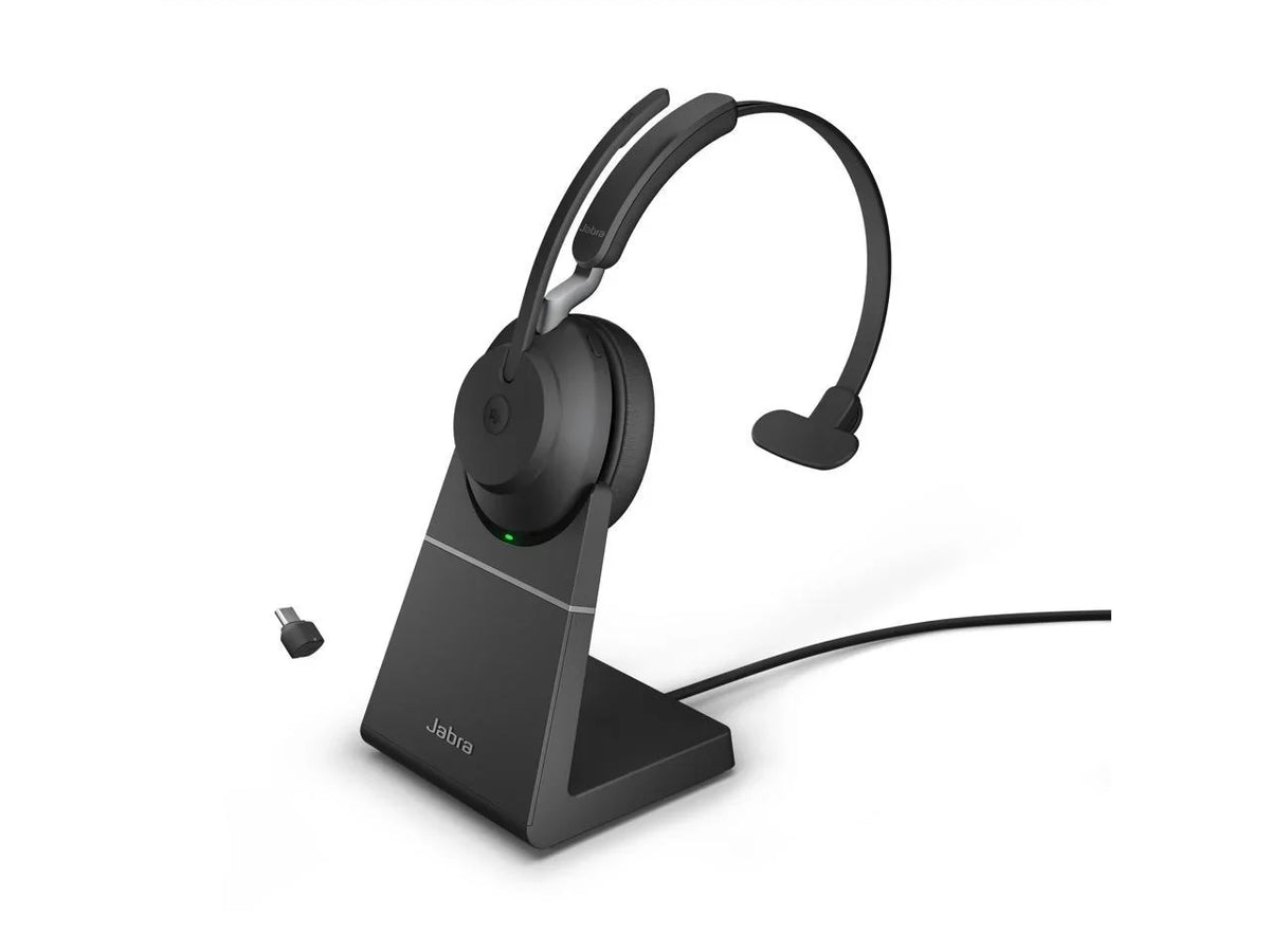 Jabra Evolve2 65 USizeB-C MSize Mono with Charging Sizetand - Black Wireless Headset / Music Headphones