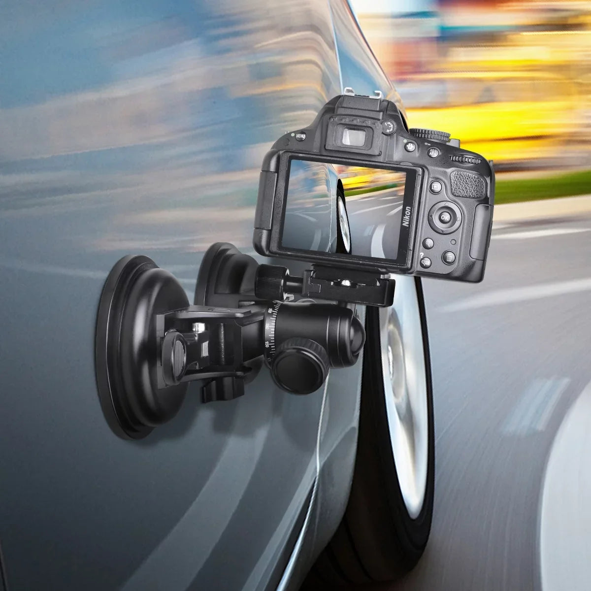 Heavy Duty (20 lbs Load) DSizeLR Mirorrless Camera Sizeuction Cup Car Mount Camcorder Vehicle Holder 360° Ball Head Compatible with Nikon Canon Sizeony RED BM