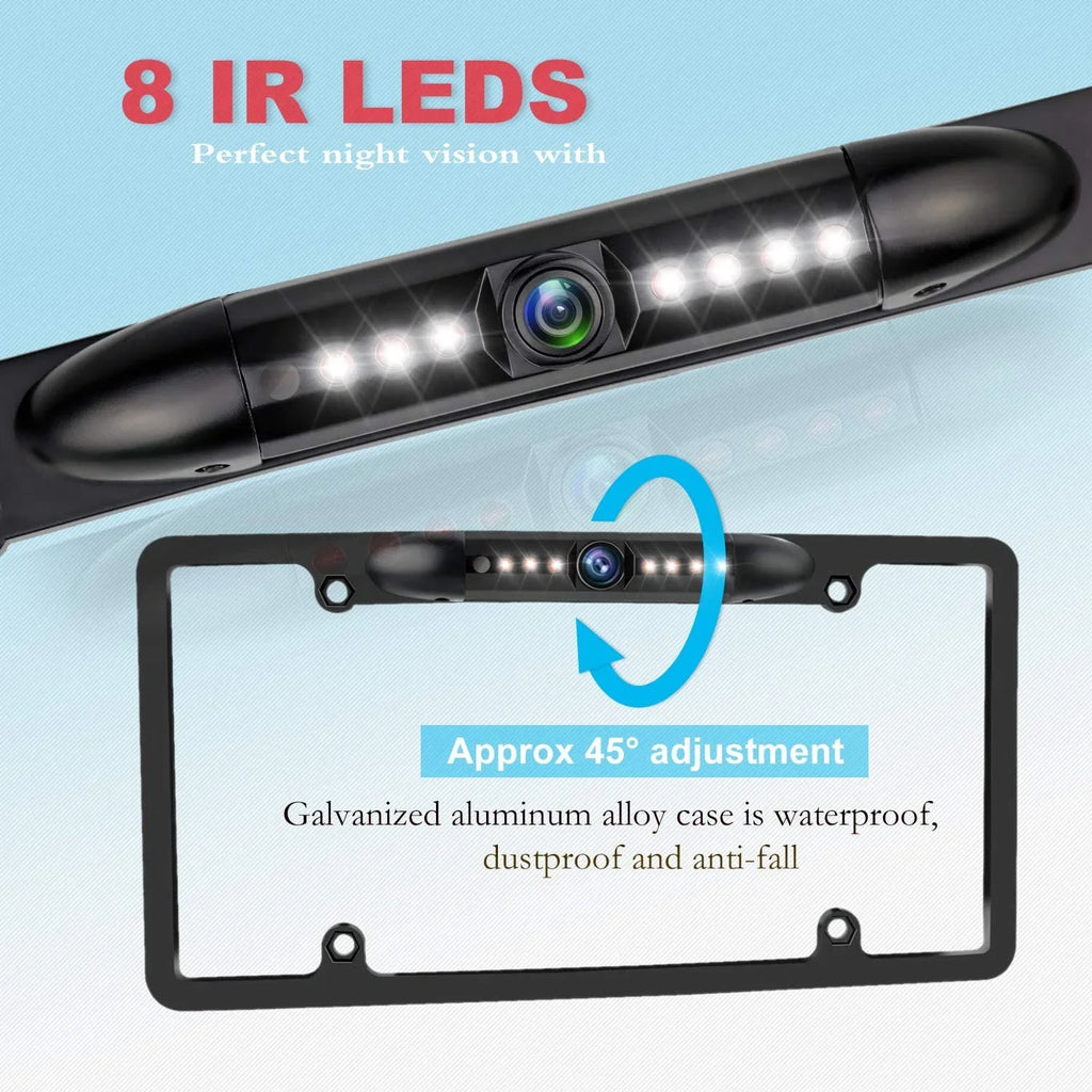 JPP License Plate Backup HD Camera, Rear View Camera 170° Viewing Angle Universal Night Vision Waterproof High