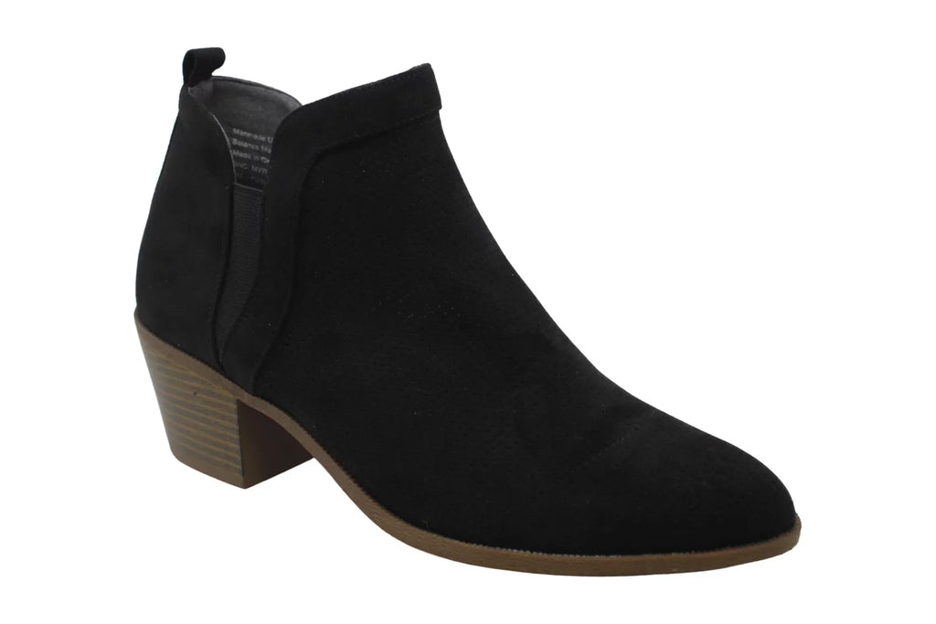 SizeTYLE & COMPANY Womens Black Sizetretch Gore Perforated Padded Myrrah Almond Toe Block Heel Booties 9 M
