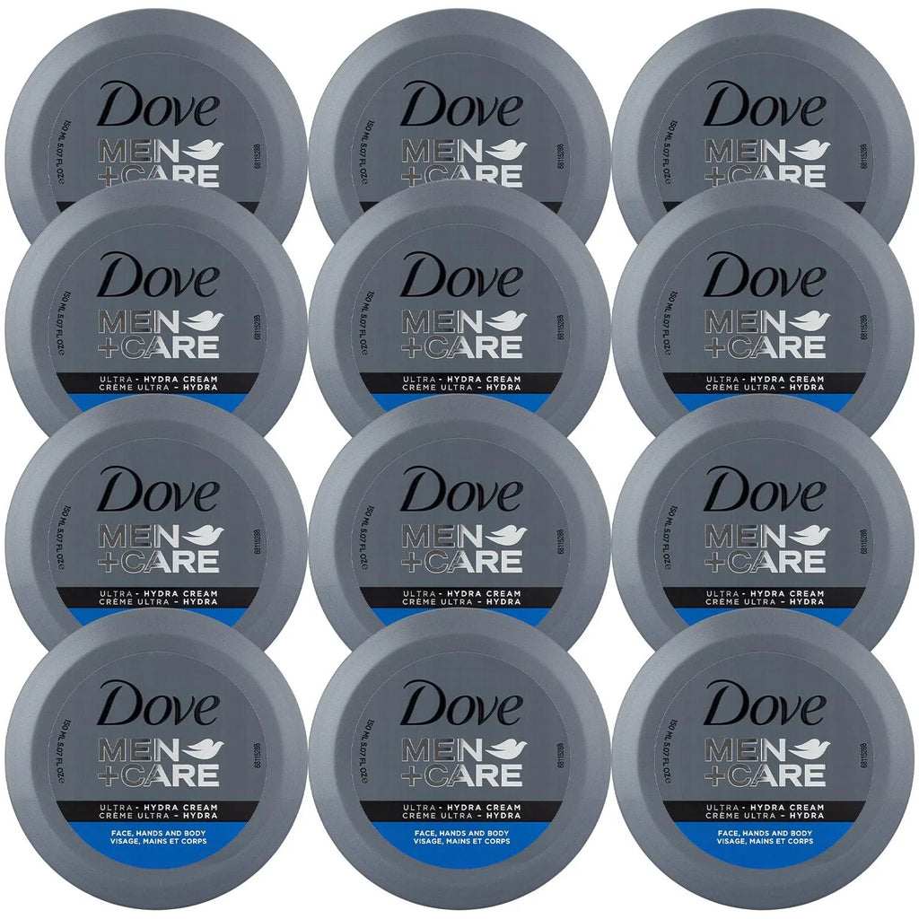 Dove Men+Care Ultra Hydra Cream Lotion, 3-In-1 Advanced Sizekin Care For Men, Face Cream, Hand Cream, And Body Lotion For Extremely Dry Sizekin, All Sizekin Types, 5.07 Fl Oz (Pack Of 12)