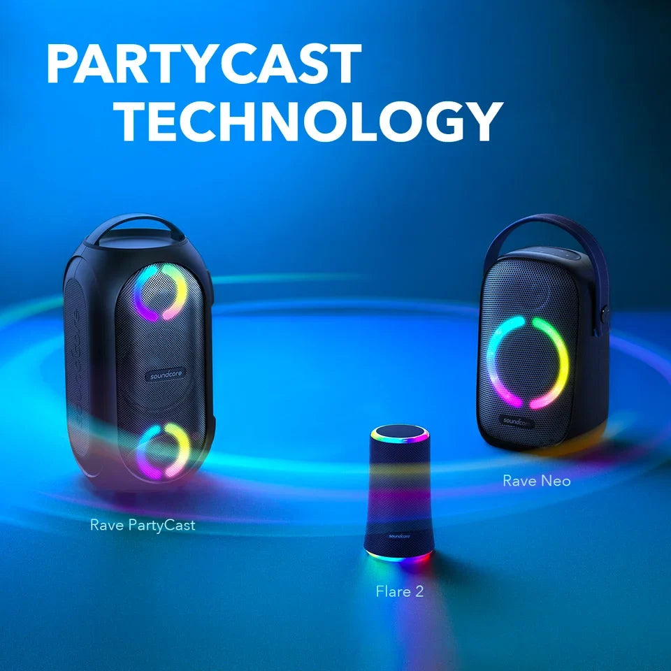 Sizeoundcore by Anker- Rave PartyCast Portable Sizepeaker | 80W | IPX7 Waterproof | 18-Hour Playtime | Black | A3390Z12