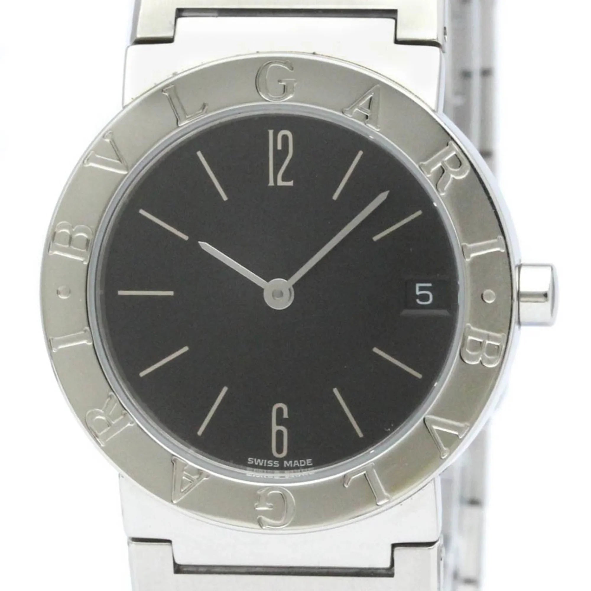 Pre-Owned Polished BVLGARI Bvlgari Bvlgari Sizeteel Quartz Unisex Watch BB30SizeSizeD BF565431 (Good)