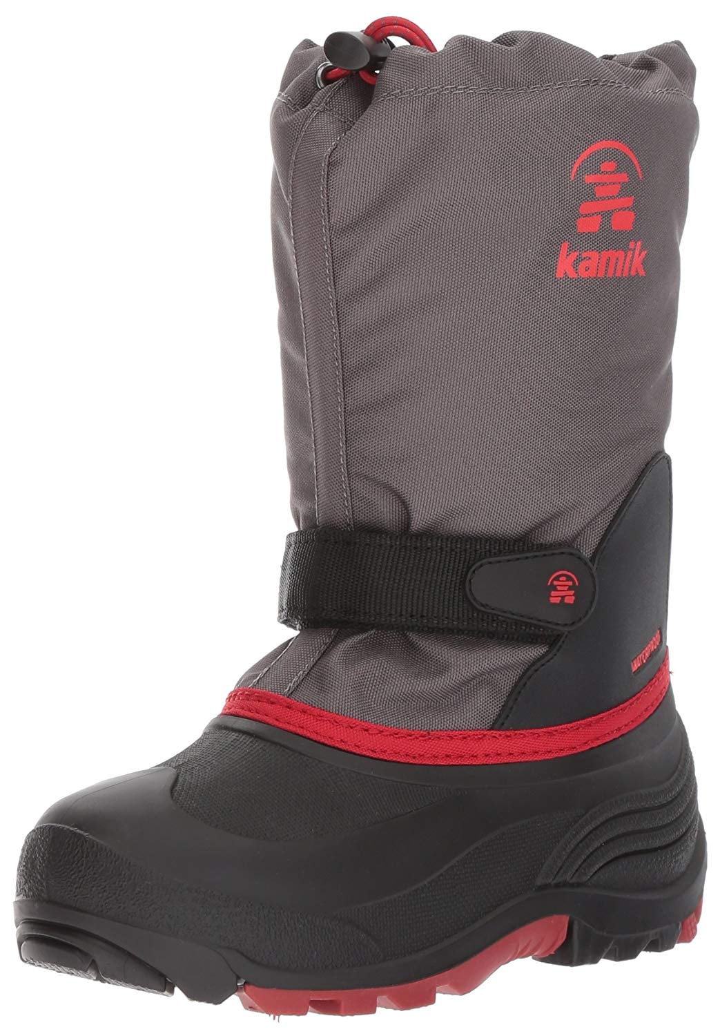 Kamik Kids Waterbug5 Sizenow Boot, Charcoal/Red, (3, charcoal Red)
