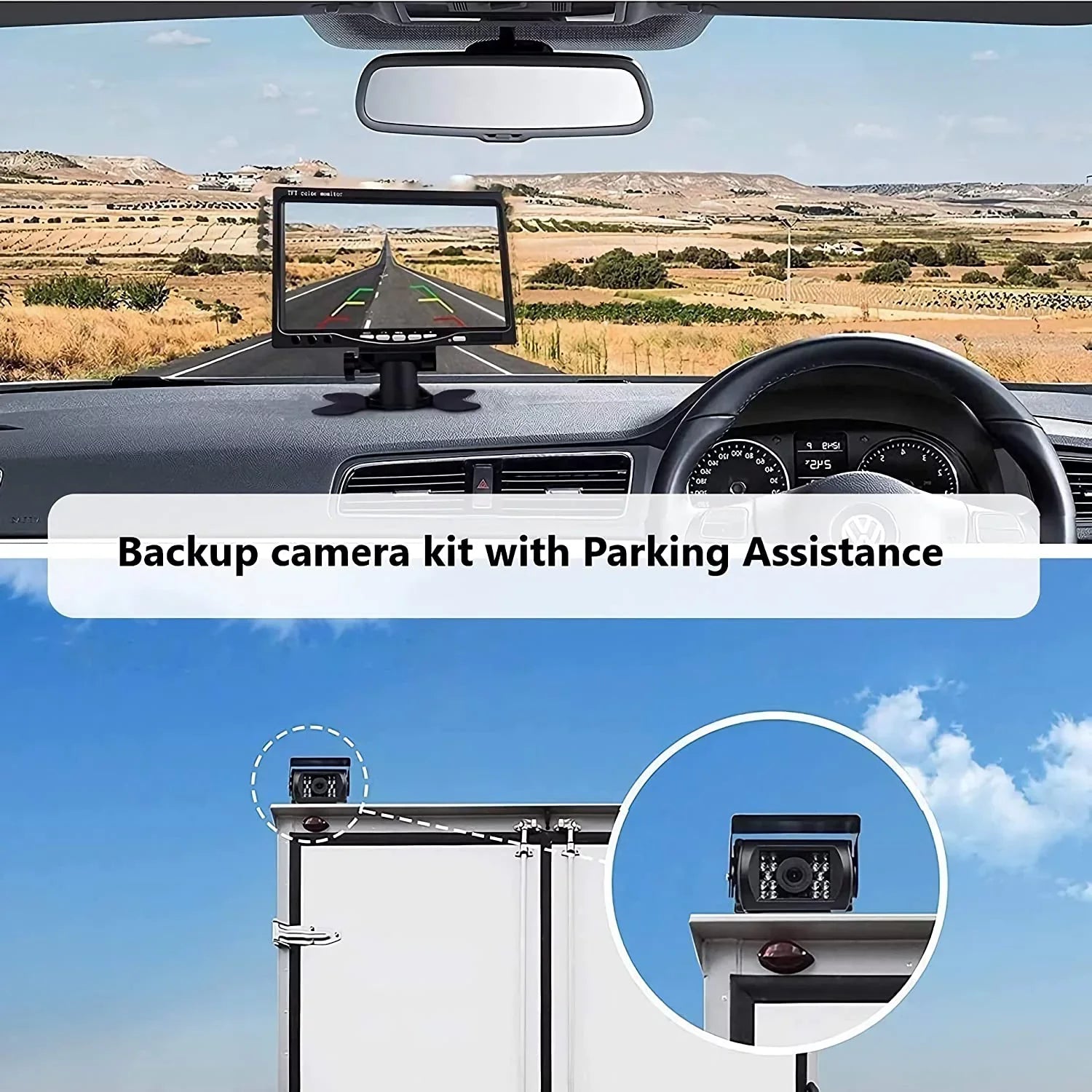 Bileeko RV Wireless Backup Camera and 7 inchMonitor Kit 2 PCSize IR Night Vision Rear View Camera for RV/SizeUV/Van/Pickup/Truck/Trailer