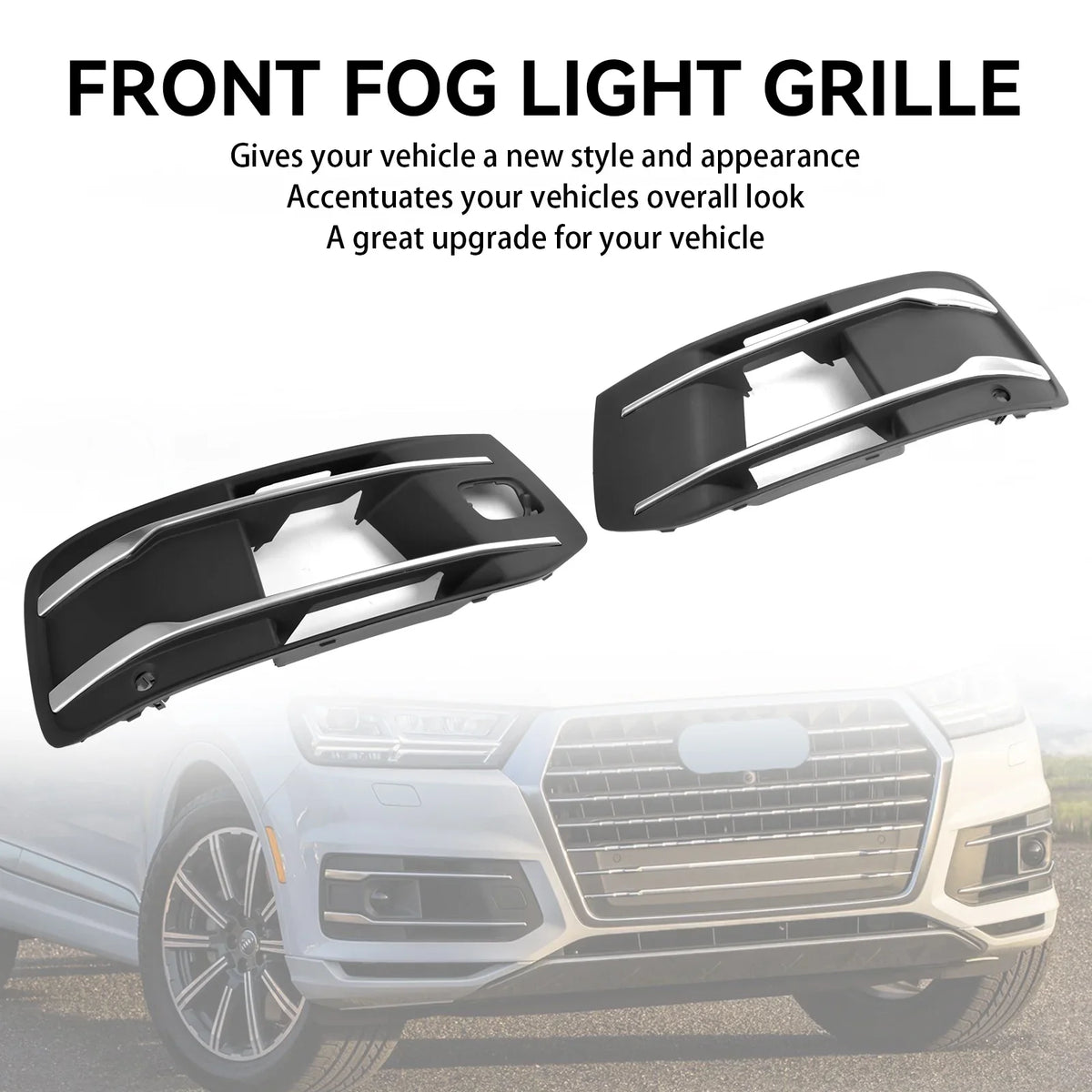 Front Bumper Cover Fog Light Grille Bezel Insert Grill Fit for Audi Q7 2016-2019