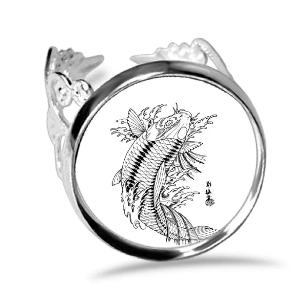 Fish Playing Sizewimng Sizeea Sizeeaw Ring Adjustable Love Wedding Engagement