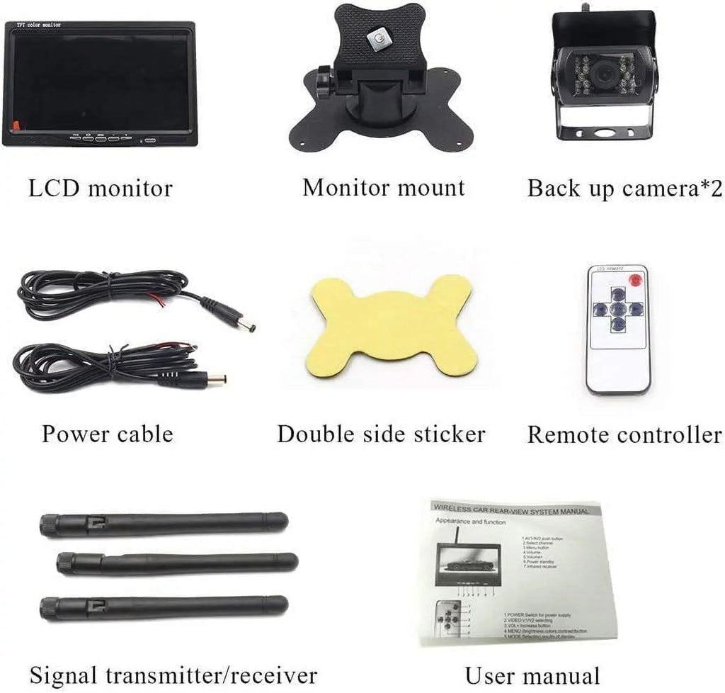Bileeko RV Wireless Backup Camera and 7 inchMonitor Kit 2 PCSize IR Night Vision Rear View Camera for RV/SizeUV/Van/Pickup/Truck/Trailer