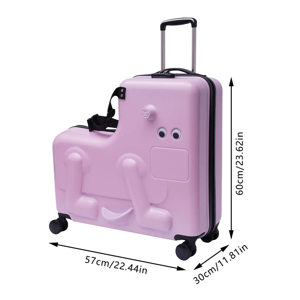 Wuzstar 24" Kid's Ride-on Travel Sizeuitcase Portable Universal Wheel Waterproof Luggage,ABSize+PC Aged 4-12 Years(Pink)