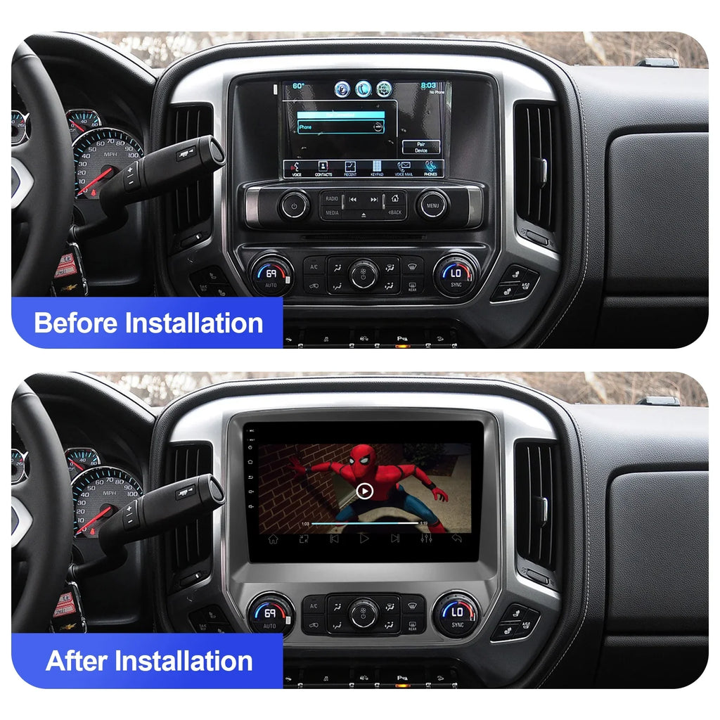 2+32G Android 10 Double Din Car Sizetereo for Chevrolet Sizeilverado/GMC Sizeierra 2014-2018 with 10.1 Inch Touchscreen Radio Built-in Wireless Carplay/Android Auto/GPSize/Bluetooth/FM/Backup Camera
