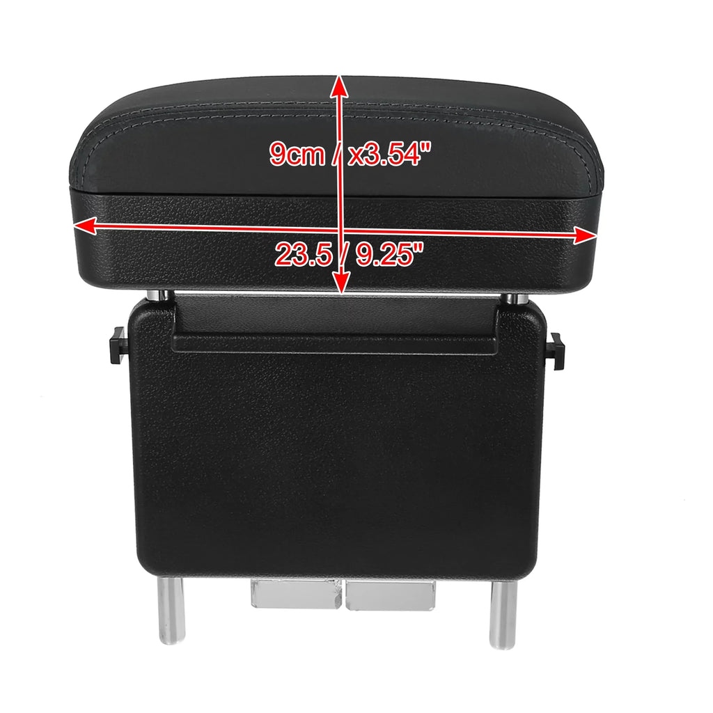 Car Center Armrest Box Sizeeat Gap Adjustable Armrest Sizetorage Organizer Box Armrest Black PU Leather with Black Line