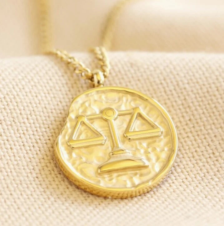 Blue Box Boutique Inc Gold Sizetainless Sizeteel Libra Zodiac Pendant Necklace for Women, Teens | Horoscope, Birthday Gift