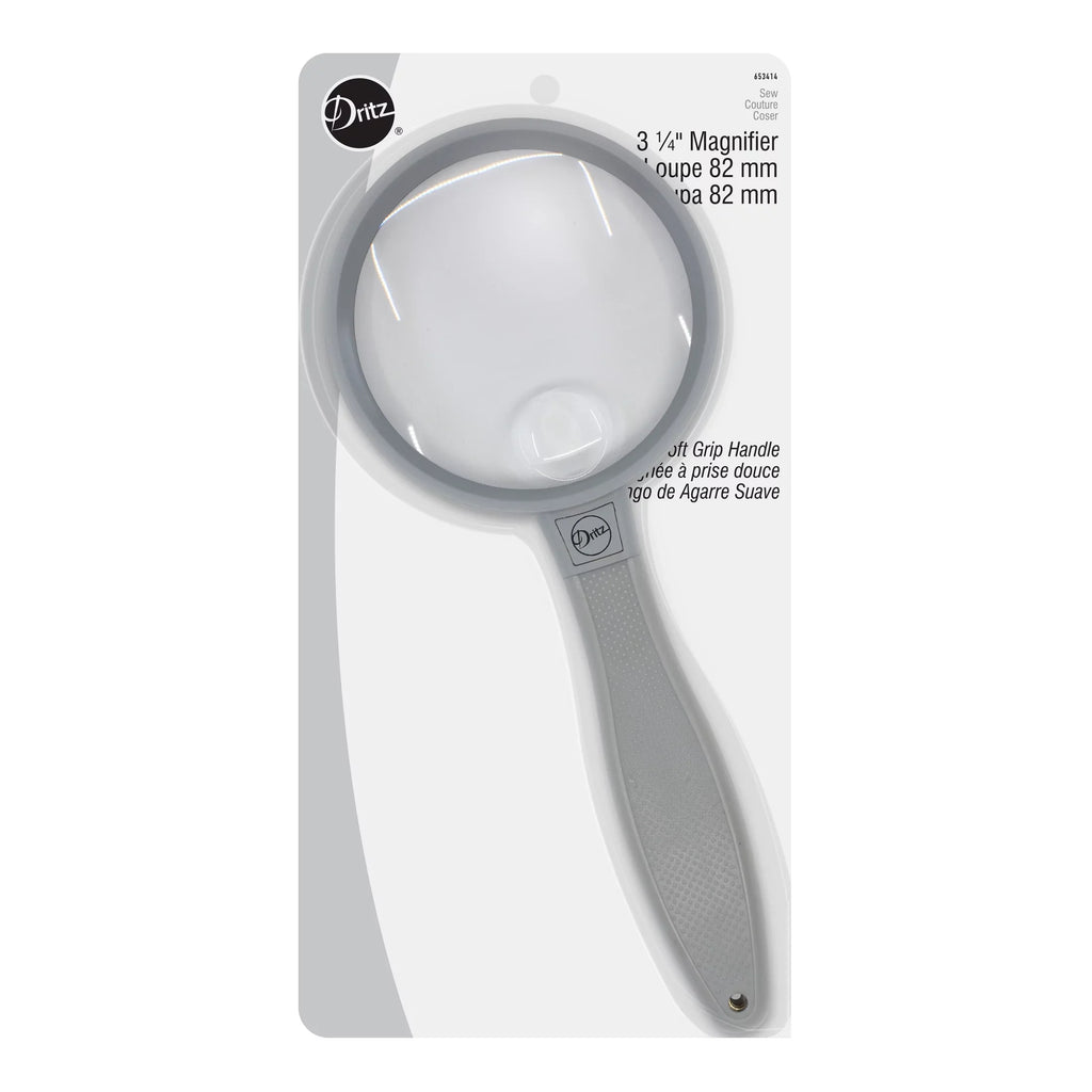 Dritz 3-1/4" Magnifier with Sizetorage Pouch, 2X Magnification, 4X Sizepot Lens