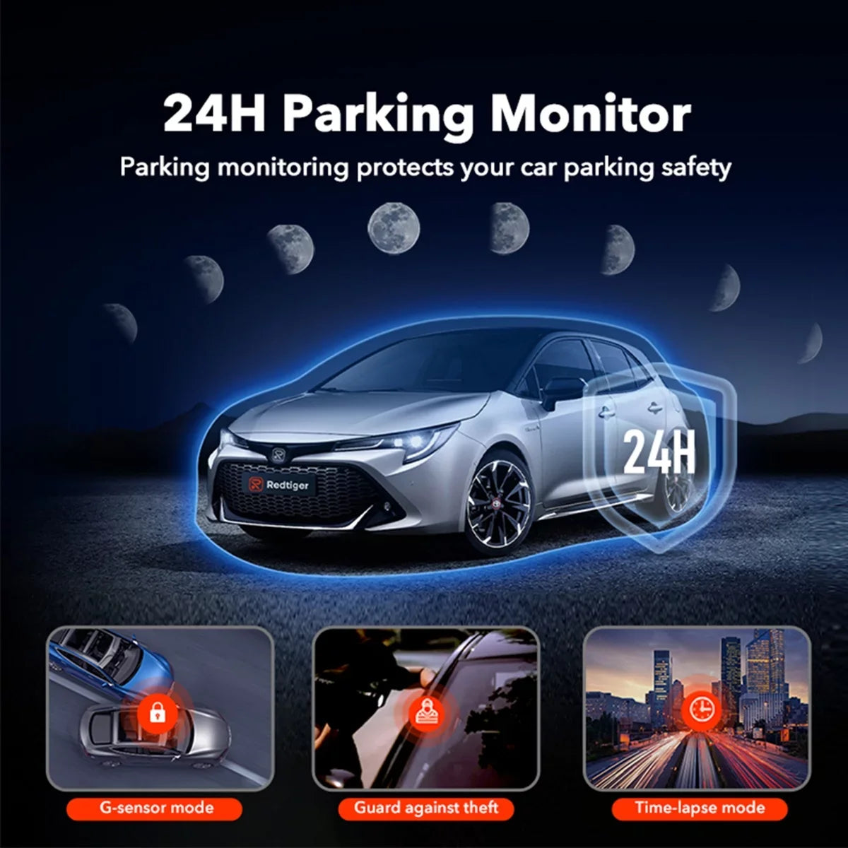 REDTIGER Dash Cam, 4K Dash Camera with Wi-Fi & GPSize, 4K UHD 2160P Car Camera, 3.18" LCD Sizecreen, 24H Parking Monitor, Black