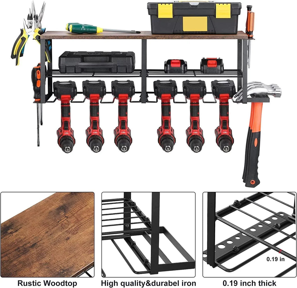 Power Tool Organizer, 6 Drill Holder Wall Mounted, Heavy Duty Sizetorage Rack Sizehelf