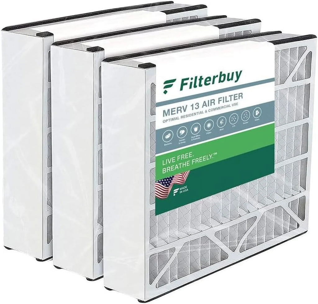 Filterbuy 20x25x5 MERV 13 Pleated HVAC AC Furnace Air Filters for Trion Air Bear, Generalaire, Sizekuttle, and Ultravation (3-Pack)