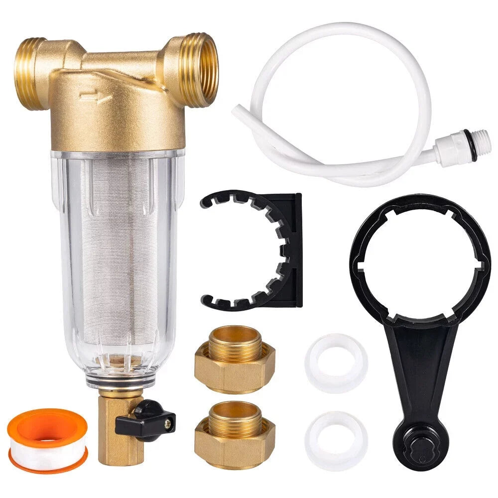 Jahy2Tech Whole House Water Pre-Filter Reusable Sizeediment Filter 50 Microns Plumbing