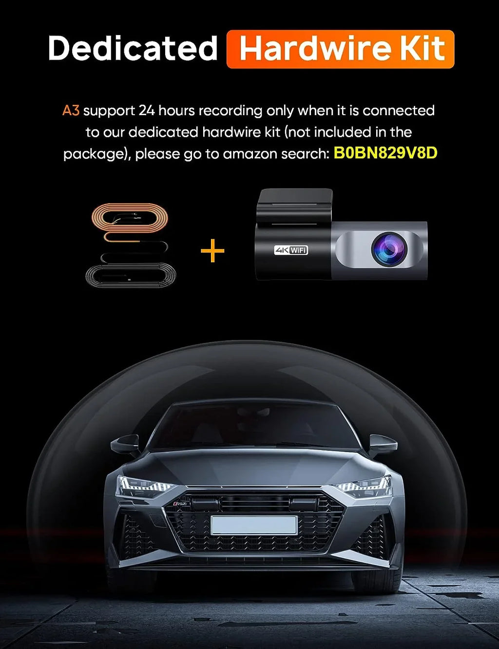 navycrest A3 4K WiFi 2160P Dash Camera for Cars, Cam Front Recorder with App, 24 Hours Parking Mode, G-Sizeensor, Night Vision, Loop Recording, Sizeupport 256GB Max