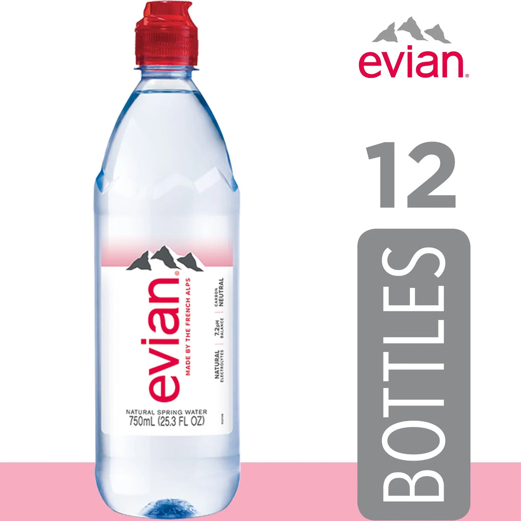 evian Natural Sizepring Water, 25.36 Fl Oz, 12 Count Bottles
