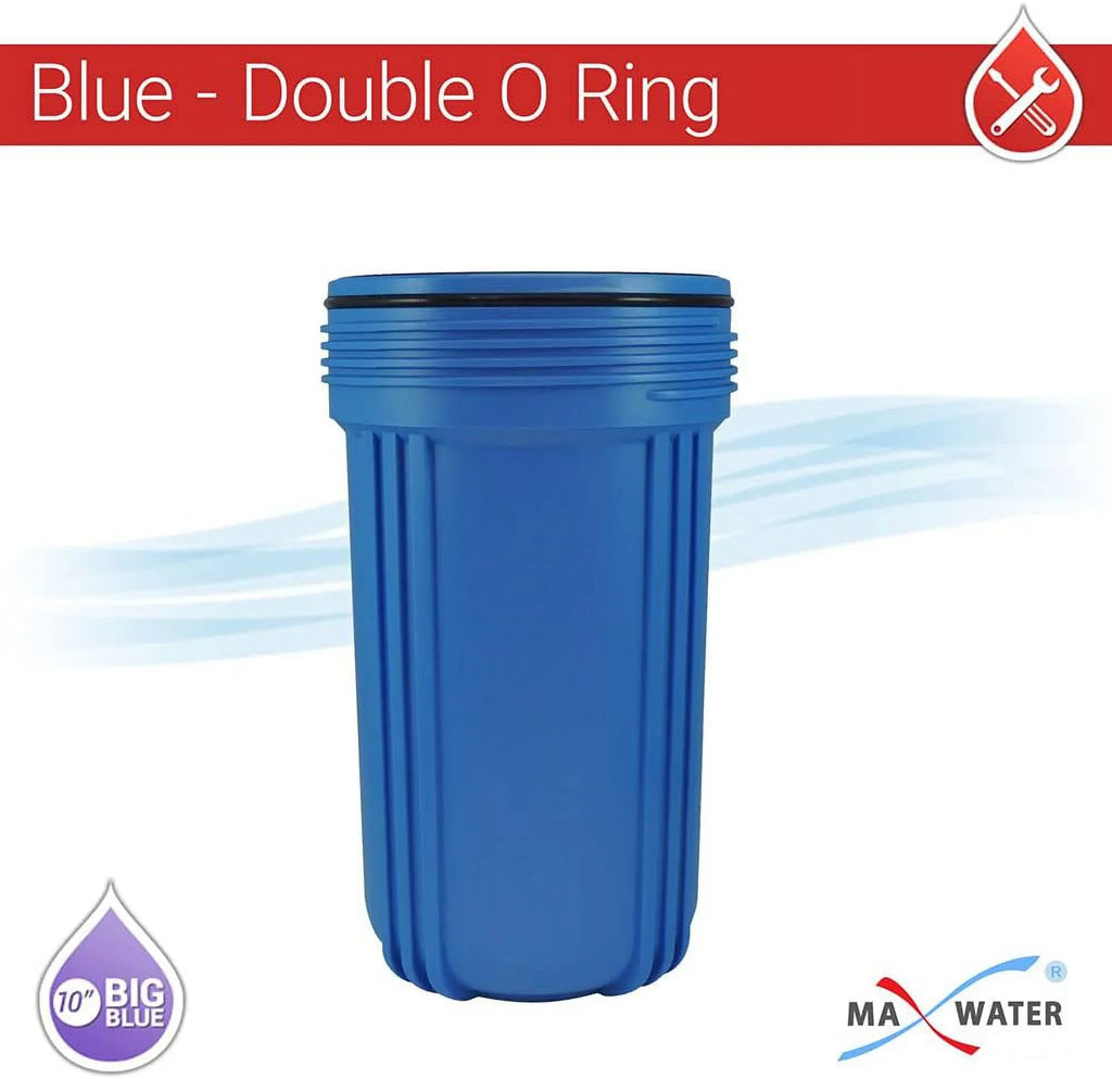 1 Pack 10" BB Blue Whole House  Sizeystem Filter Housing 1" NPT Brass Ports W/Pressure Release, Pressure Gauge, Wrench  Bracket