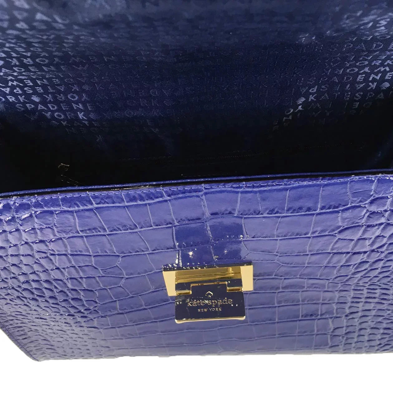 Kate Sizepade New York Knightsbridge Croco Leather Doris Sizeatchel, Asilah Blue