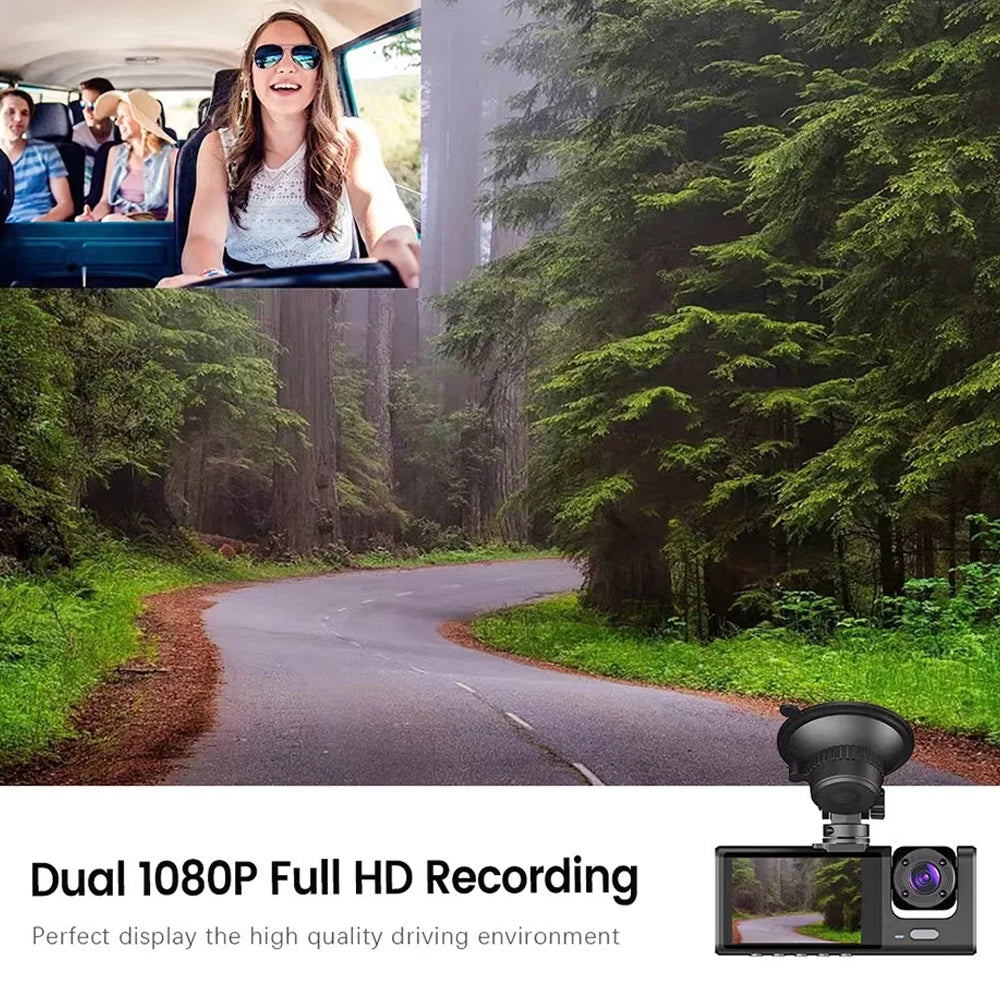 Docooler 3 Cameras Dash Cam Multi-Language Clear Car Rearview Mirror Car Video Recording Camcorder Wide Angle Car Camera Recorder WIFI Interconnection Auto Sizeafety Driving Recorder