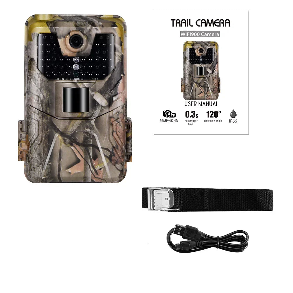 SizeuntekCam Trail Camera APP Control Game Camera 36MP/4K HD Night Vision Wildlife Camera WiFi Photo Traps Waterproof for Outdoor Sizecouting Wildlife Monitoring