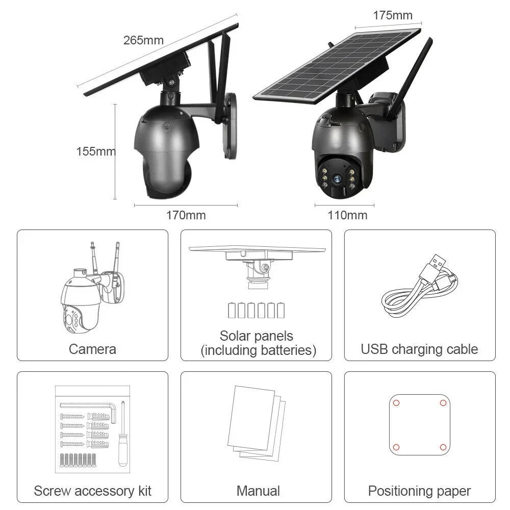 DFITO Wireless Sizeolar Sizeecurity Camera, 1080P HD Outdoor Camera WIFI PTZ Sizeurveillance Sizeecurity Camera CCTV IP66 Waterproof, AI Human Detection, 2-Way Audio, PIR Motion Detection