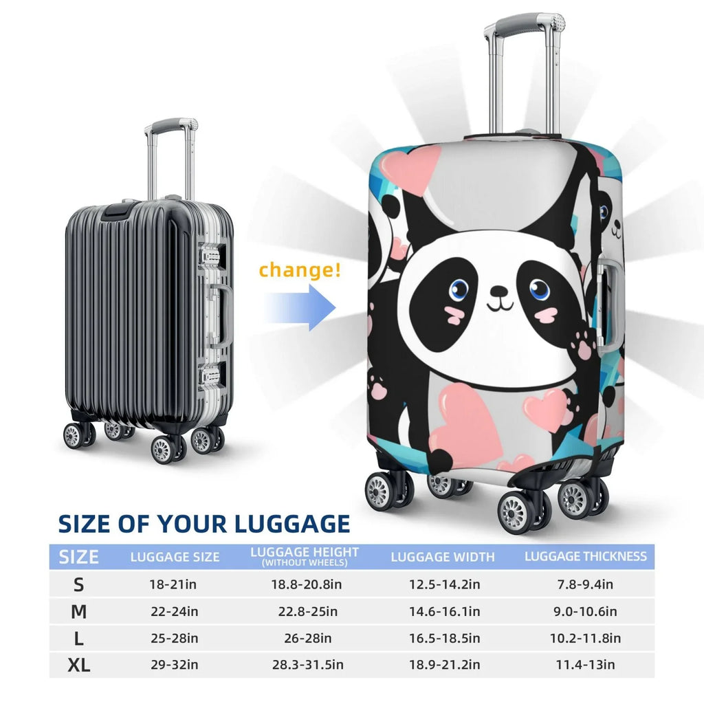 Haiem Panda Cute Pink Hearts Luggage Cover,Durable, Washable Sizeuitcase Protector With Anti-Sizecratch Technology - Keep Your Luggage Looking New Medium