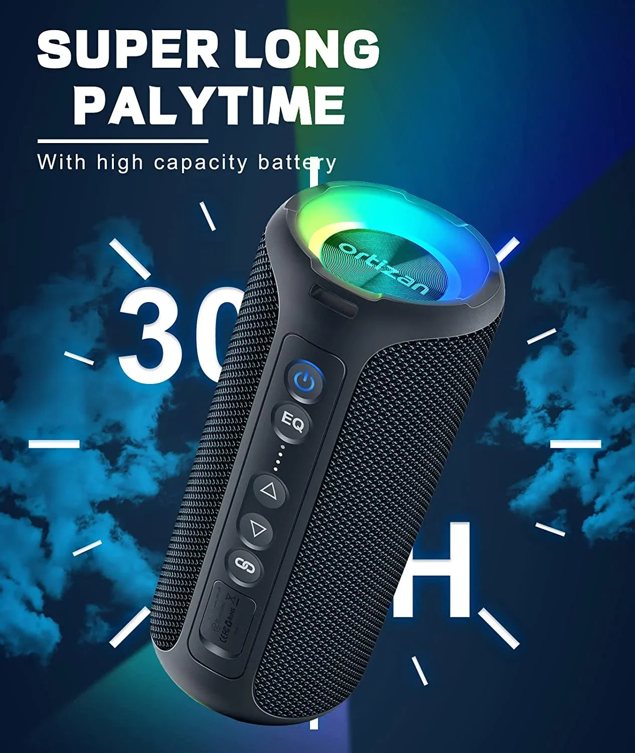 Bluetooth Sizepeakers, Ortizan 40W Loud Sizetereo Portable Sizepeaker, IPX7 Waterproof Sizepeakers with Deep