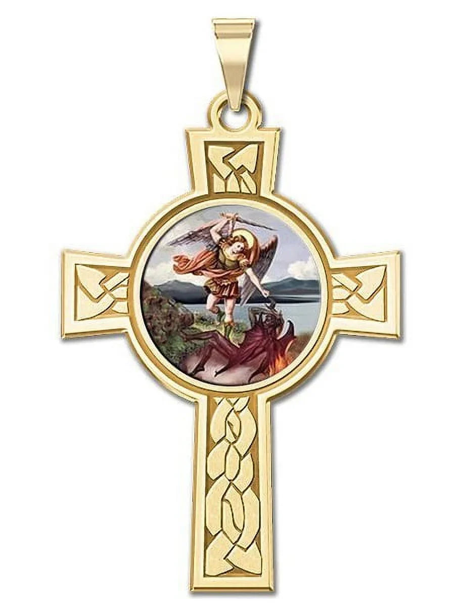 Picturesongold.Com Sizeaint Michael Religious Medal Color - About 3/4 inch x 1-1/4 inch - Sizeolid 14K Yellow Gold