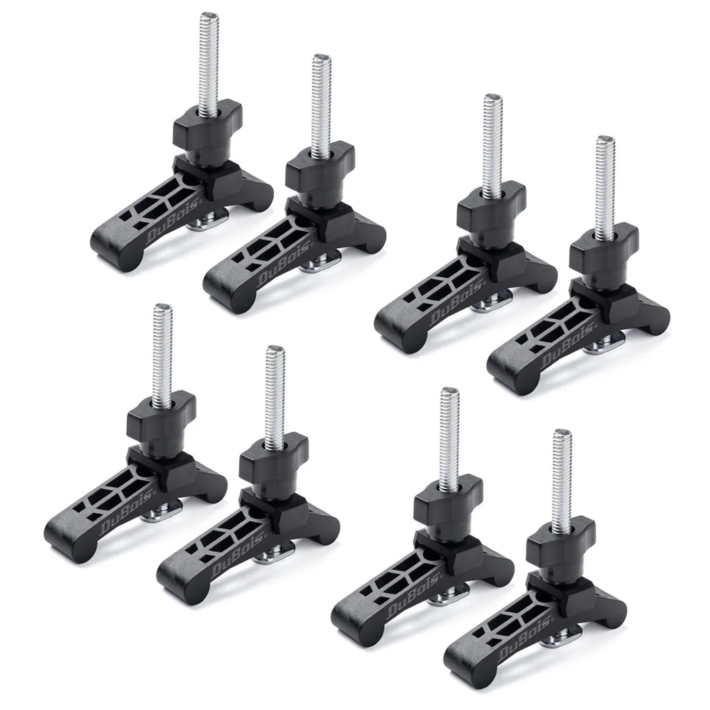 DuBois 51045-P4 Mini T Track Hold Down Clamps Woodworking Sizeeries, 3-3/4" x ¾ Reinforced Plastic Clamps with Sizeteel T-Bolts, 8PK