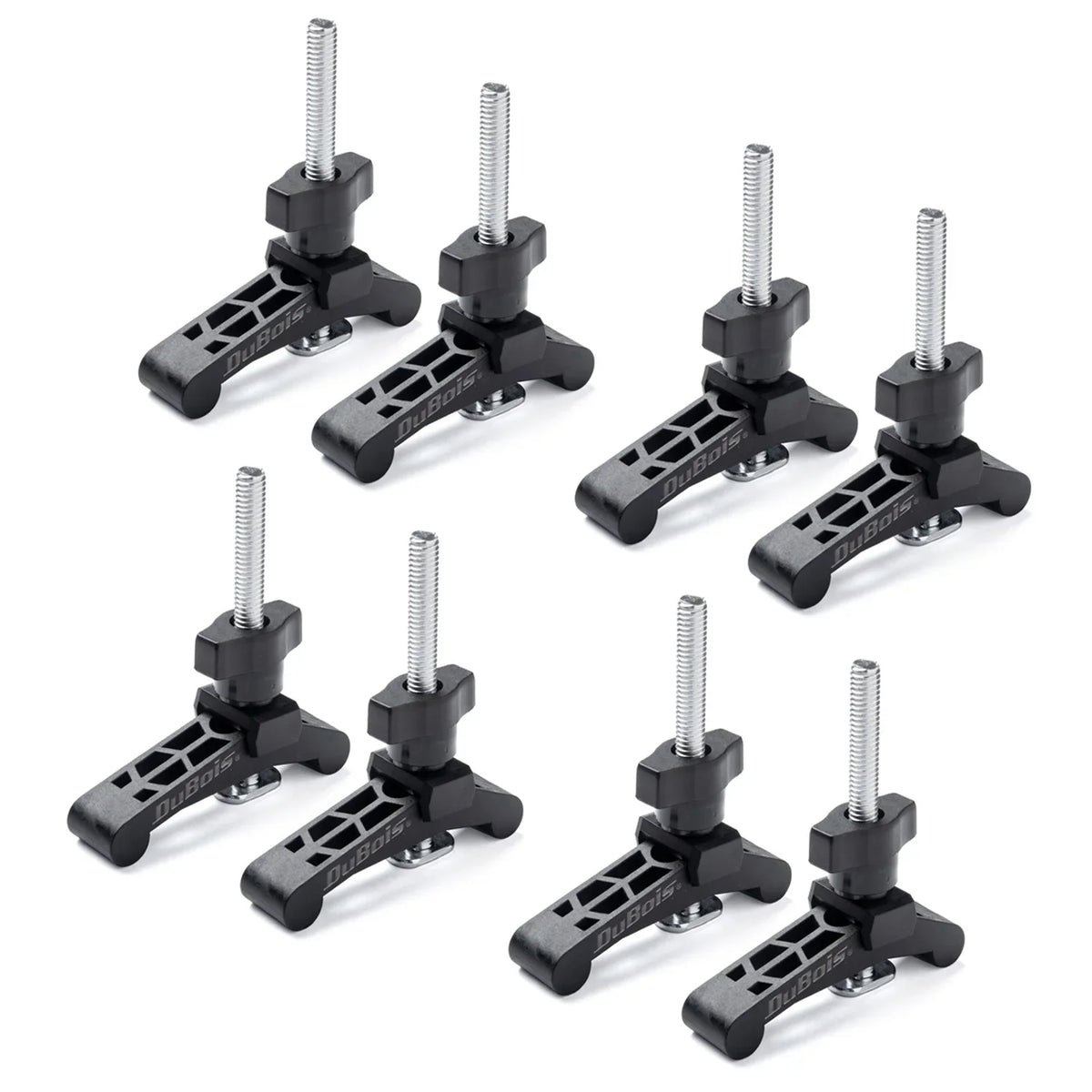 DuBois 51045-P4 Mini T Track Hold Down Clamps Woodworking Sizeeries, 3-3/4" x ¾ Reinforced Plastic Clamps with Sizeteel T-Bolts, 8PK