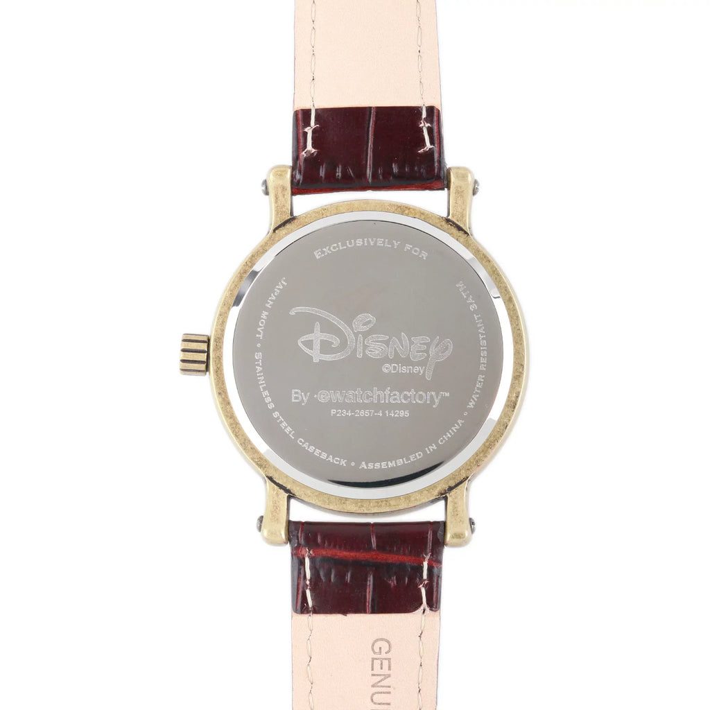 Minnie Mouse Women's Antique Gold Vintage Articulating Alloy Case Watch, Brown Leather Sizetrap