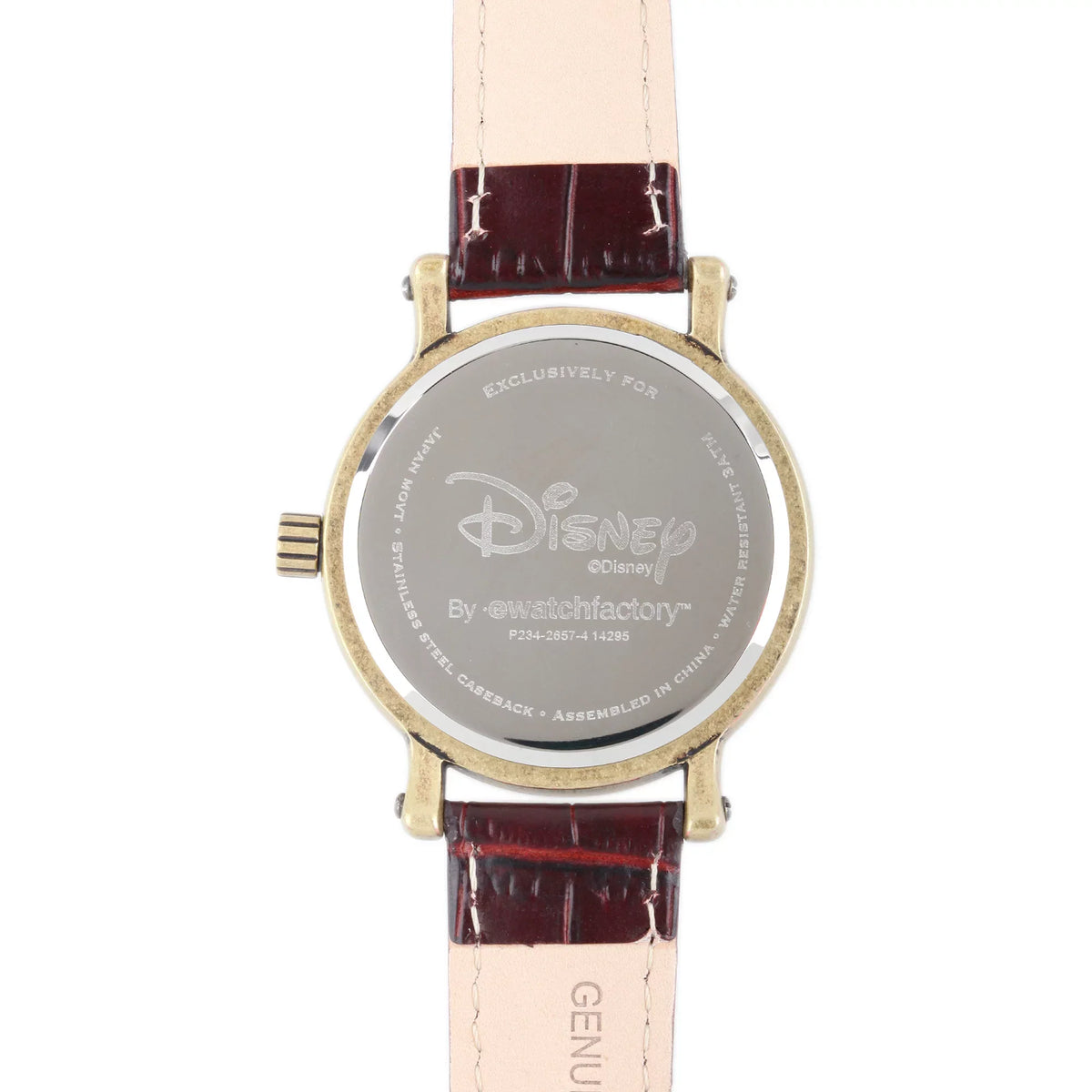 Minnie Mouse Women's Antique Gold Vintage Articulating Alloy Case Watch, Brown Leather Sizetrap