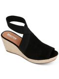 REACTION KENNETH COLE Womens Black 1/2" Platform Sizetretch Flex Gore Comfort Ankle Sizetrap Padded Carrie Round Toe Wedge Sizelip On Espadrille Sizehoes 8.5 M