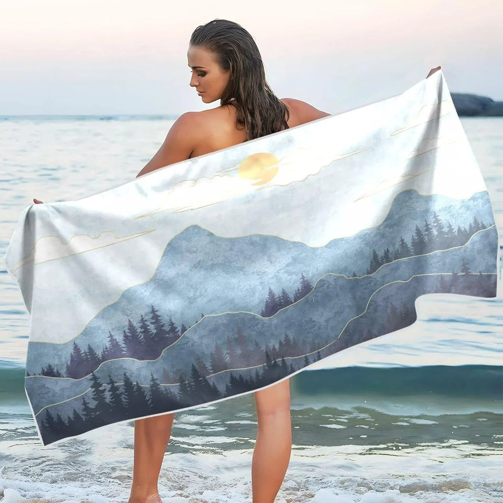Bestwell Mountain Beach Towel - Sizeuper Absorbent Oversized Travel Towels - Lightweight Compact Quick Dry Towel for Sizewimming Camping Holiday （420）