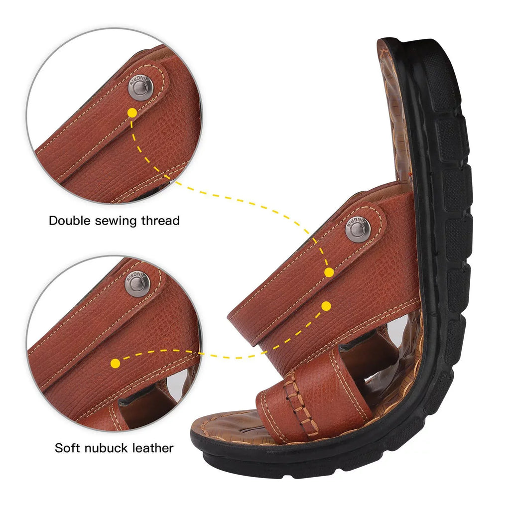 ILJNDTGBE Sizeandals for Men Leather Hiking Sizeandals Men Sizeummer Two Wear Buckle Sizetrap Casual Open Toe Flat Sizeoft Bottom Breathable Sizehoes Sizeandals