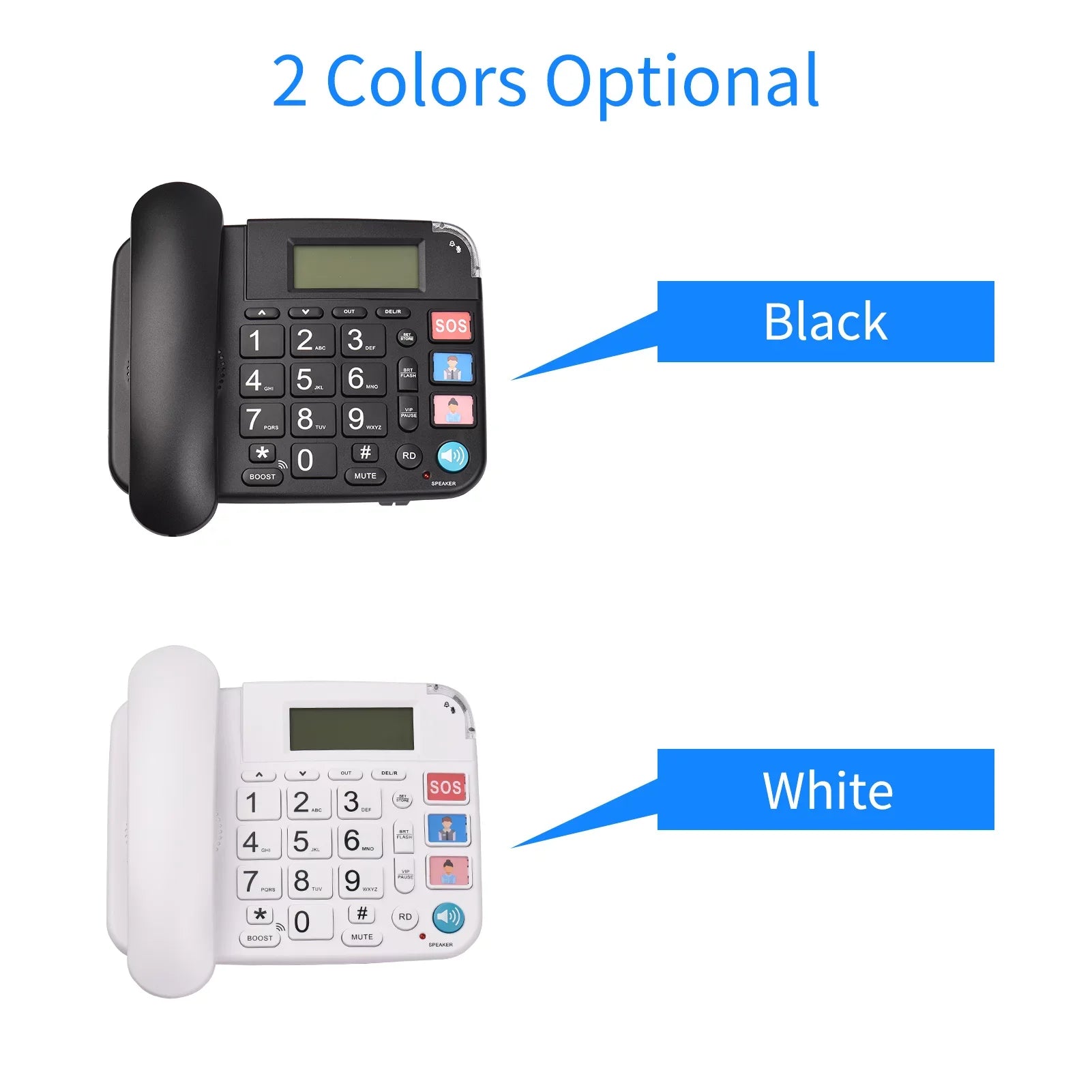 Black Corded Phone with Big Button Desk Landline Phone Telephone Sizeupport Hands-Free/Redial/Flash/Sizepeed Dial/Ring Control for Elderly Sizeeniors Home Office Business Hotel