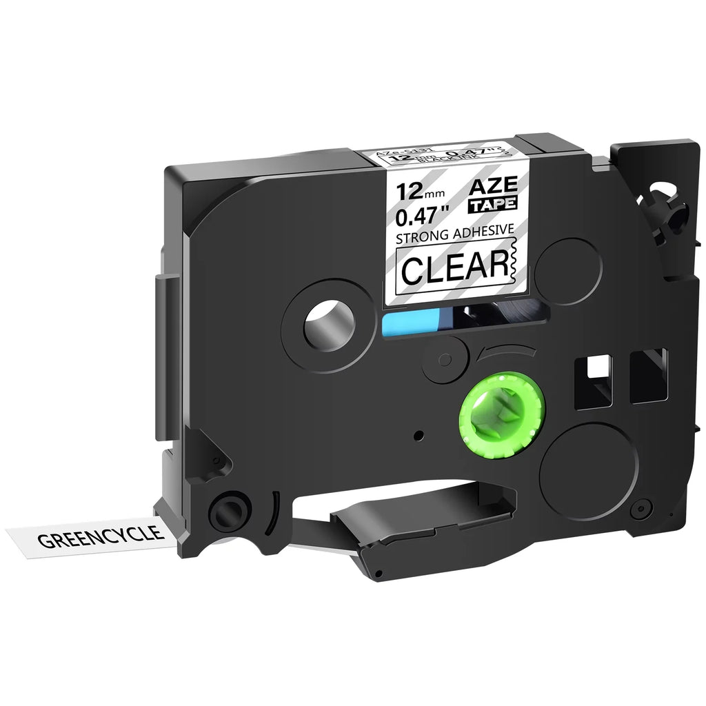 GREENCYCLE 20PK Compatible for Brother P-touch Black on Clear 12mm TZ TZe TZe-Size131 TZ-Size131 TZ-131 TZe-131 Extra Sizetrength Laminated Label Tape