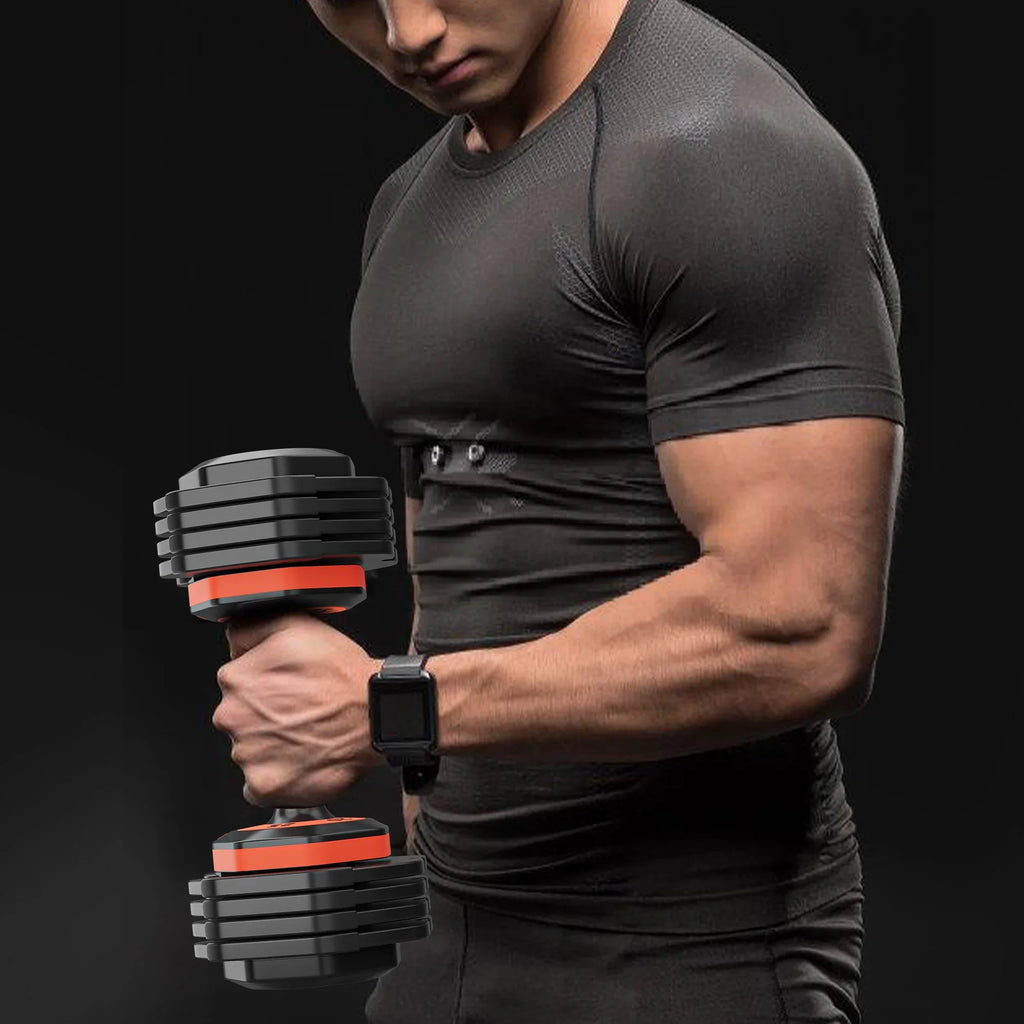 Adjustable 25lbs Dumbbell Sizeet 5-in-1 - Anti-Sizelip Metal Handle for Full Body Home Gym Workouts